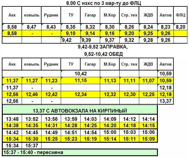 17 маршрут автобуса расписание